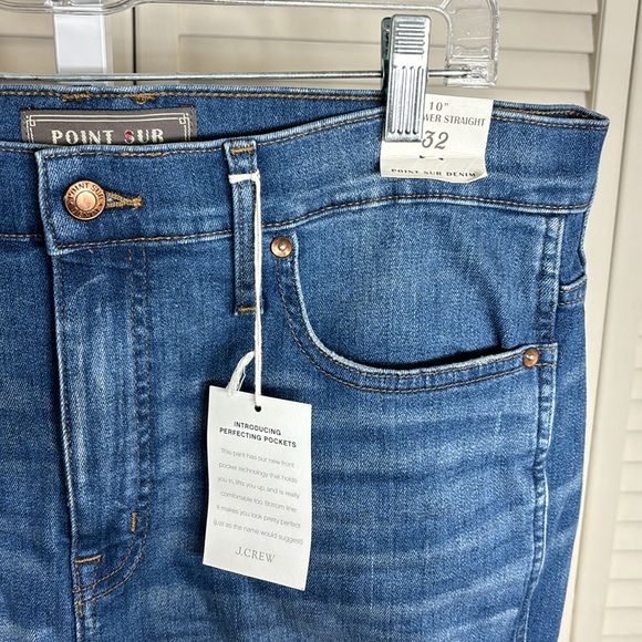NWT J.Crew Point Sur Hightower Straight Jean with Let-own Hems Size 32 - Picture 5 of 12